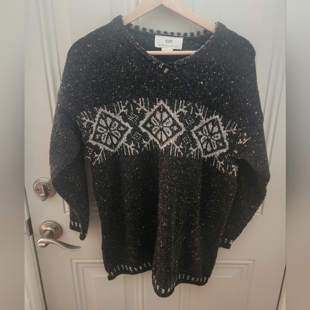 525 America Vintage Women's Mulicolor Wool Blend Marbled Snowflake Sweater L